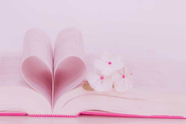 The book of love. Heart from pages of the book. book heart shape valentines day copy space stock pictures, royalty-free photos & images