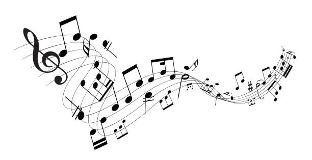 음악 주의 - musical note sheet music music opera stock illustrations