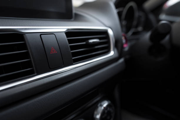 interior of a modern car, car air conditioner - car air conditioner vehicle interior driving imagens e fotografias de stock