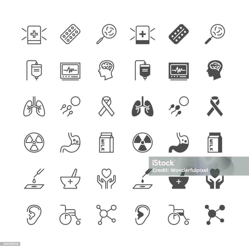 Health care icons, included normal and enable state. Simple vector icons. Clear and sharp. Easy to resize. Icon Symbol stock vector