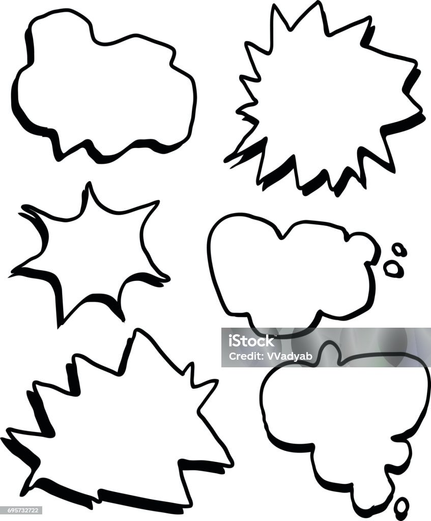 Comic Text Box Example Hand Draw Comic Text Boxes Vector Set Stock Illustration - Download ...