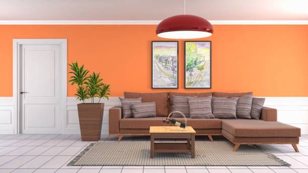 istock Interior living room. 3d illustration 695740688