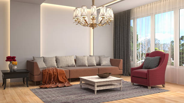 istock Interior living room. 3d illustration 695740856