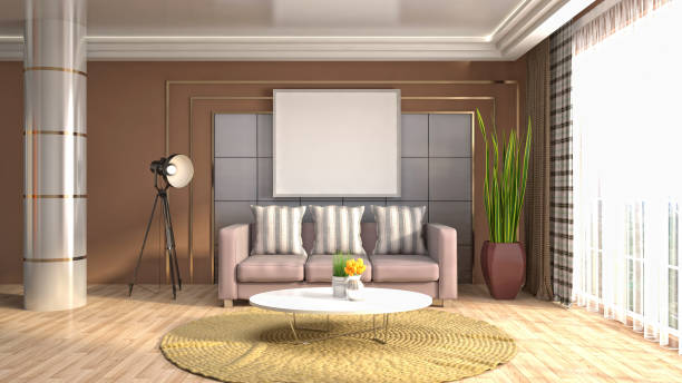 istock mock up poster frame in interior background. 3D Illustration 695748510