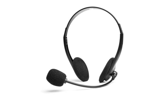 Headset employee call center or support service on a white background - image
