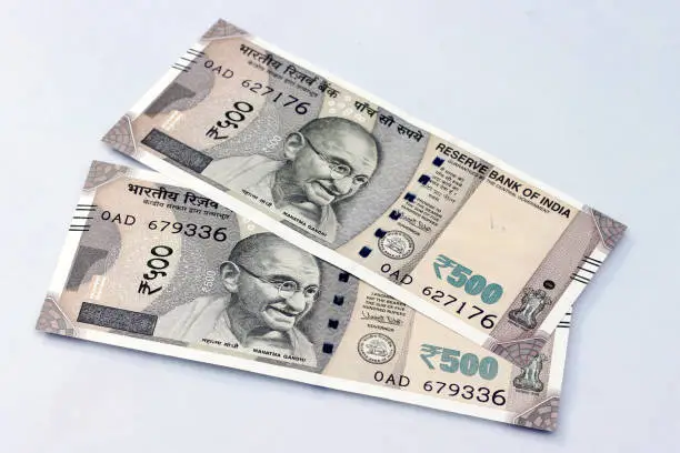 New Indian currency of 500 rupee notes.
