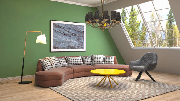 istock Interior living room. 3d illustration 695763098