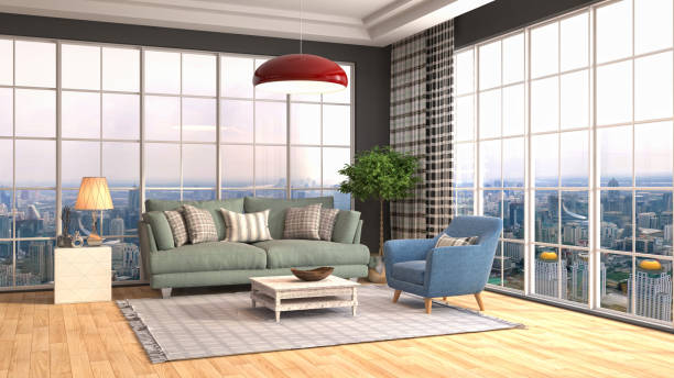 istock Interior living room. 3d illustration 695763108