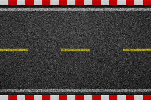 istock White line marking sign on black asphalt road. Red and white lin 695763456