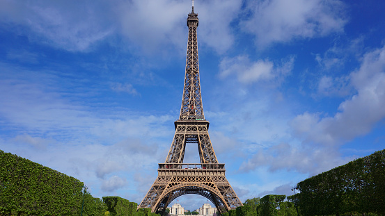 The Eiffel Tower is a wrought iron tower on the Champ de Mars in Paris, France. It is named after the engineer Gustave Eiffel, whose company designed and built the tower.