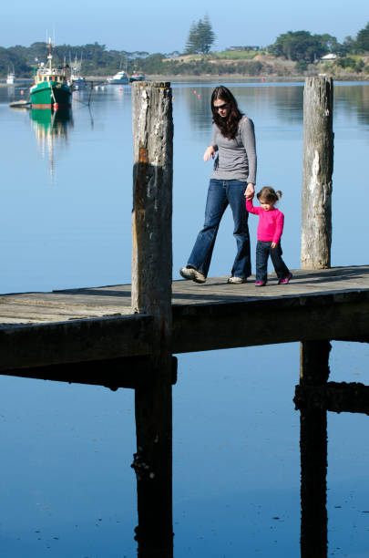 istock Mother and child on a wharf 695776498