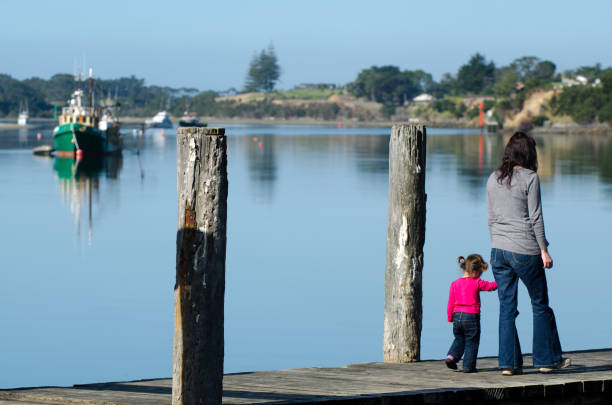 istock Mother and child on a wharf 695776592