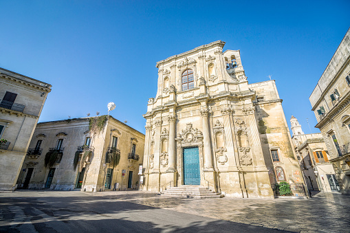 Old church in historic city center of Lecce, Puglia, Italy