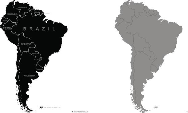 ilustraciones, imágenes clip art, dibujos animados e iconos de stock de territorio de américa del sur. ilustración de vector - argentina map chile cartography