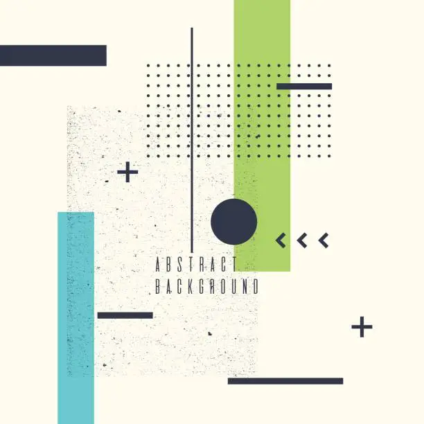 Vector illustration of Retro abstract geometric background. The poster with the flat figures