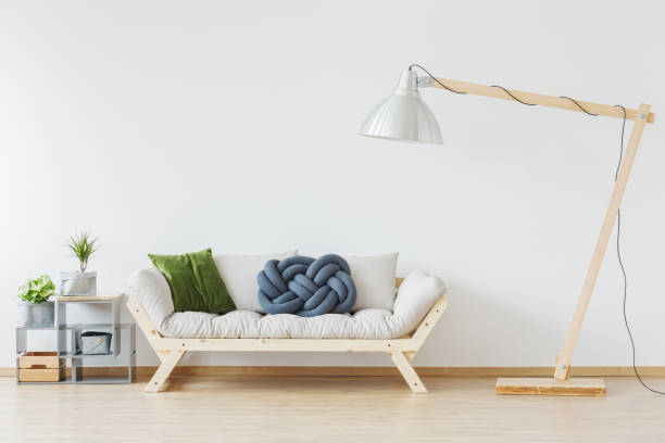 istock Wooden stylish sofa 695790054