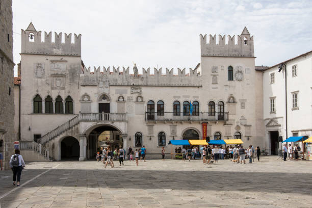 Pretorian Palace in Koper Koper, Slovenia. June 2017. A view of the Pretorian Palace in Titov Square. koper slovenia stock pictures, royalty-free photos & images