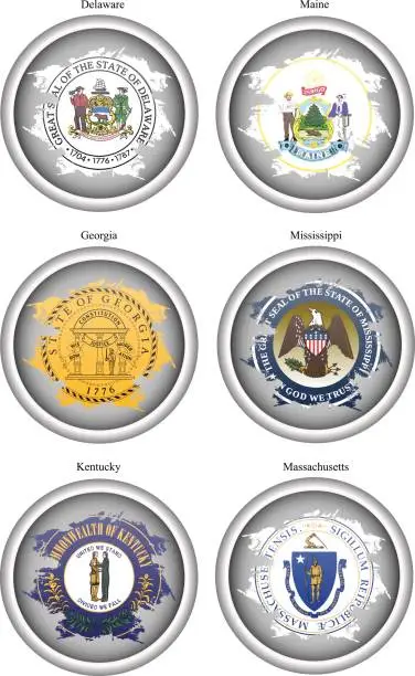 Vector illustration of States of USA seals.