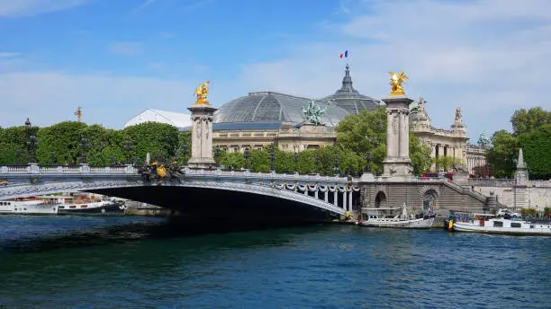 Photo of Photo from iconic Alexander III bridge the most beutiful in Paris on a spring morning, River Seine, France