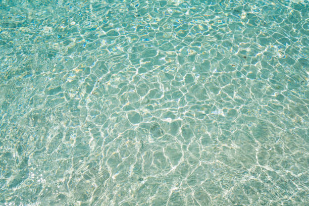 reflexion des sonnenlichts auf flachem wasser und sand unter ihm am strand von isla de perro insel im karibischen see, panama - tranquil scene joy vacations high angle view stock-fotos und bilder