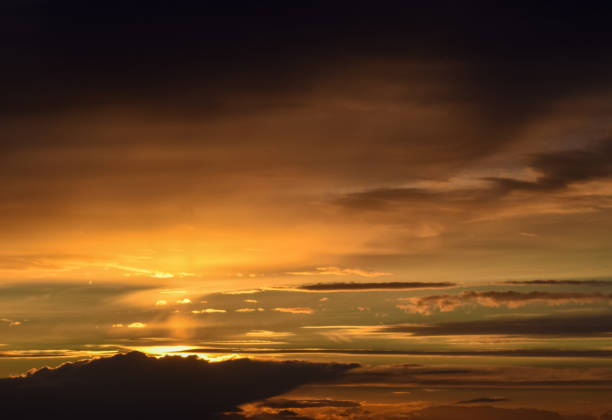istock Beautiful sunset in Russia. Clouds and rays of sun 695827872