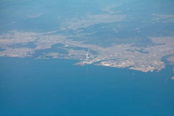 istock Kansai Osaka aerial view from airplane, Japan 695832926