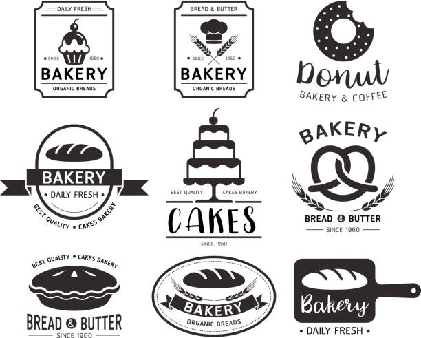 Bakery shop emblem.Vector illustration. Bakery shop emblem.Vector illustration. flour label designs stock illustrations