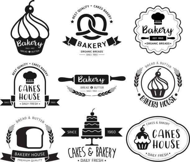 Bakery shop emblem.Vector illustration. Bakery shop emblem.Vector illustration. flour label designs stock illustrations