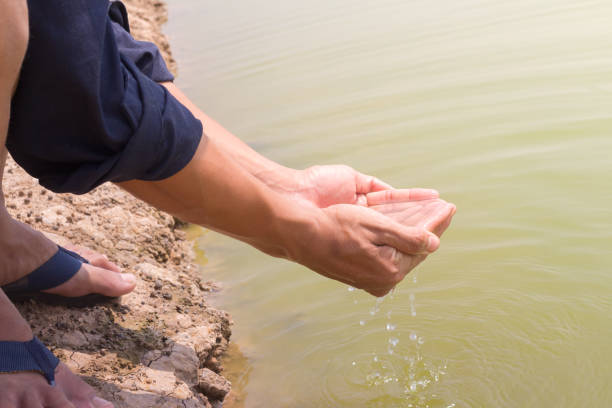 manos del agua con la sequía - cholera bacterium fotografías e imágenes de stock