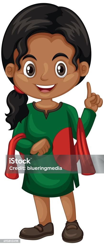 Bangladesh Girl In Green Costume Stock Illustration - Download Image Now -  Art, Bangladeshi Culture, Characters - iStock