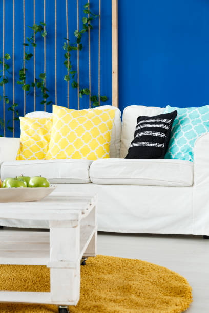 istock Yellow, blue and white room 695845528