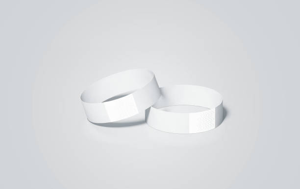 istock Blank white paper wristbands mock ups, 3d rendering 695846558