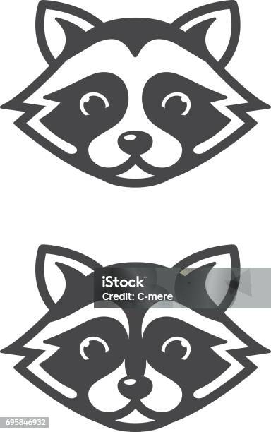 Raccoon Head Icons Stock Illustration - Download Image Now - Raccoon, Animal Head, Head