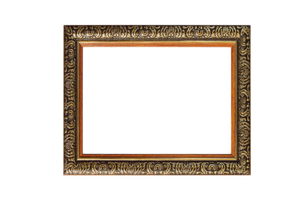 istock Wooden vintage frame isolated on white background 695848092