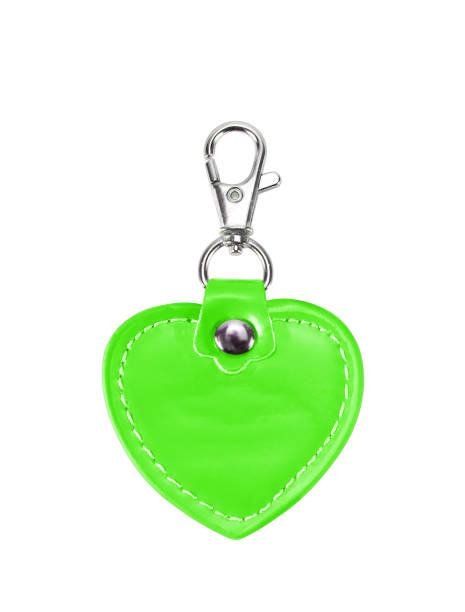 istock Leather Round Keychain with clip lock for Key Isolated on White Background 695854574