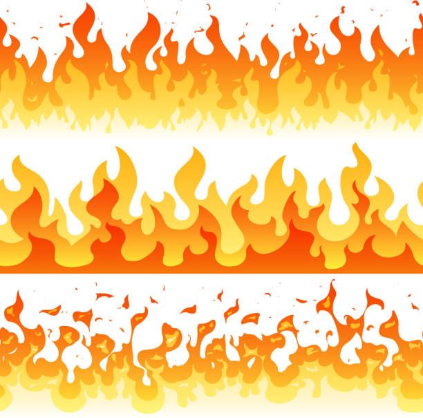 漫画火炎ベクトル シームレスなフレームの枠線 - 火 イラスト点のイラスト素材／クリップアート素材／マンガ素材／アイコン素材