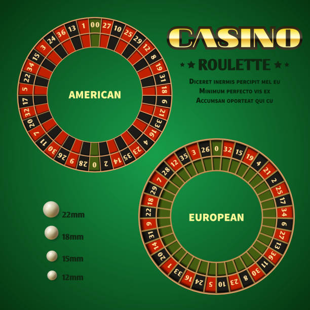 американские и европейские казино рулетка движения колеса вектор иллюстрации - roulette roulette wheel wheel isolated stock illustrations
