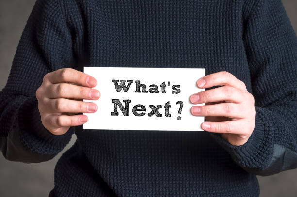 istock Business card in hand with What's Next? text. 695863732