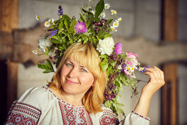 istock Beautiful Ukrainian woman in a barn 695866266