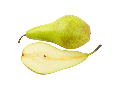 one whole pear and a half (cross section)
