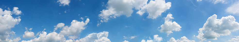 Panorama background in summer with blue sky and white clouds