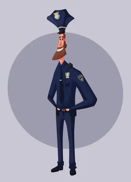 Vector illustration of Policeman character. Cartoon vector illustration