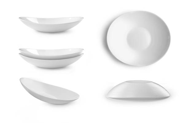 istock Set of plates on white background 695896958