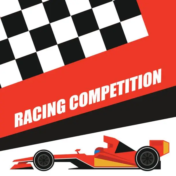 Vector illustration of open-wheel single-seater racing car / grand prix racing poster. vector illustration