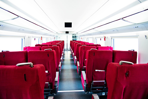 Empty seats on a train