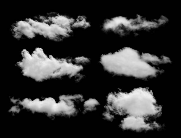 istock set of white cloud isolated on black background 695908592