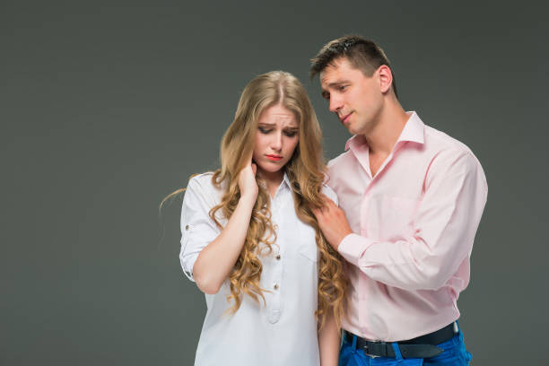 istock The young couple with different emotions during conflict 695909218