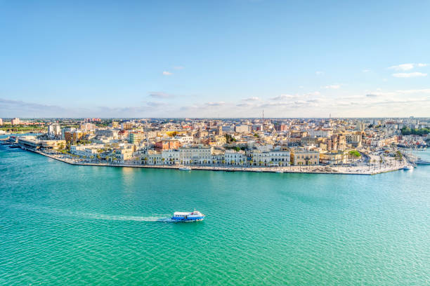 Aerial panorama of Brindisi, Puglia, Italy Aerial panorama of Brindisi in the afternoon, Puglia, Italy brindisi puglia stock pictures, royalty-free photos & images