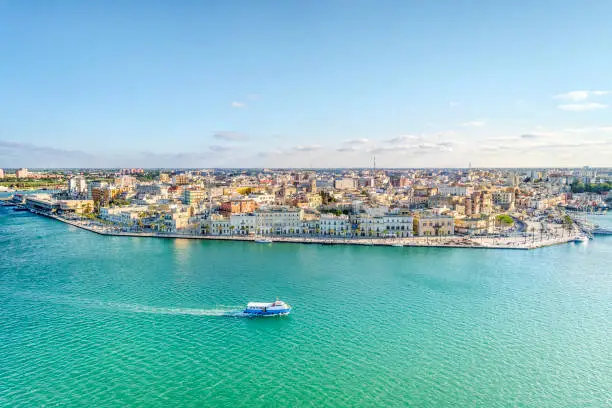 Aerial panorama of Brindisi in the afternoon, Puglia, Italy