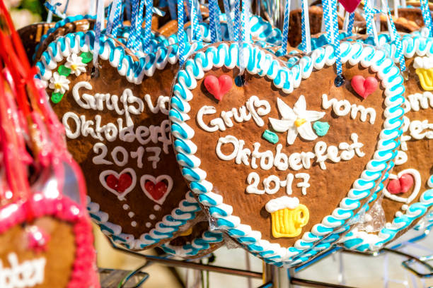 istock gingerbread hearts with 2017 greeting at  Beer Fest in Munich 695916462